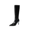 6900-1 Botas Largas Elegantes de Tacón Alto y Puntera Puntiaguda Estilo Coreano, Botas de Pierna Estrecha, Tacones de Aguja, Botas Altas de Invierno y Otoño por Encima de la Rodilla para Mujer