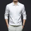 Camisa Masculina de Comércio Exterior Não Amassa Anti-rugas Camisa Social Casual de Negócios Fácil de Cuidar Camisa Cetim de Seda Sensação de Alto Padrão