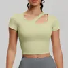 Ropa de Yoga Transfronteriza para Mujer, Tops de Manga Corta de Yoga Transpirables con Almohadillas en el Pecho, Ropa de Fitness Elástica Adelgazante, Estilos Cortos de Secado Rápido