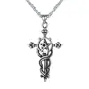 Collar Colgante Cruz Estrella de Cinco Puntas Retro de Doble Cara Más Vendido Transfronterizo, Joyería de Collar de Moda Nicho Personalizado para Hombres