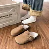 Mocasines sin cordones, de felpa y forrados de polar, zapatos casuales populares para mujer, estilo de media pantufla sin cordones, de suela gruesa, nueva colección otoño/invierno 2026