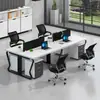 Combinação simples de mesa e cadeira de escritório moderna, mesas para funcionários de 2, 4, 6 lugares, estações de trabalho com divisórias de escritório