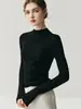 Lavável à máquina, sem costura, peça única, cashmere ultrafino, feminino, outono/inverno, gola alta meia, tricô fino, roupa íntima, ajuste slim, tricô de base