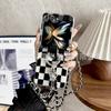 Funda para Teléfono Móvil para Samsung Galaxy Z Flip5 Transparente Negro y Blanco Bufanda de Seda Pulsera Banda de Muñeca Crossbody Funda Protectora