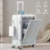 Mala Personalizada de Abertura Frontal com Porta-Copos Mala de Viagem Maleta Multifuncional Mala de Mão Mala com Trava de Combinação Bolsa para Laptop