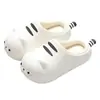 Lindas pantuflas de algodón impermeables con temática de gatitos para mujer, adecuadas para usar en interiores y exteriores en otoño e invierno, cálidas, con suelas gruesas de EVA, antideslizantes y con diseño de punta cerrada. Disponible al por mayor