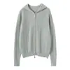 Suéter Cardigan Tricotado com Capuz Torcido Casual Solto Outwear de Outono e Inverno Suéter de Cashmere para Mulheres 100% Cashmere Puro