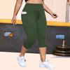 Populares Transfronterizos Bolsillo Talla Grande Pantalones de Yoga de Tres Puntos Ajustados de Verano Delgados para Mujer Cintura Alta Seda de Leche Leggings Americanos