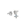 Clip asimétrico de circonita Awn estrella piedra lunar para la oreja, simple estilo frío, clip para el hueso de la oreja sin perforación, aretes de temperamento al por mayor para mujeres