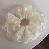 Anillo para el cabello de intestino grueso de encaje bordado elegante vintage Cuerda para el cabello de alta calidad para mujer 2025 Cuerda para el cabello de cabeza de bolas de celebridad cibernética Flor para la cabeza