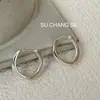 Pendientes de Aro Lisos de Círculo de Plata de Ley S925 para Mujer, Diseño de Nicho, Pendientes de Aro Geométricos Estilo Minimalista Cool