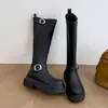 923-1 Botas Altas Sin Pintar 2025 Nuevas Botas de Caballero con Suela Gruesa para Modificar la Forma de la Pierna y Aspecto Adelgazante Botas Negras Ensanchadas