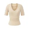 Ropa de Mujer al por Mayor Transfronteriza Verano 2025 Nuevos Tops de Punto con Corazón Camisetas Finas de Manga Corta Ajustadas de Verano