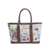 Moderna y Linda Estilo Coreano 2025 Nueva Bolsa de Hombro Tote de Gran Capacidad con Estampado de Graffiti de Dibujos Animados Elegante para Salir