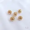 Cor Dourada 14K Conserva Cor Bola Oca de Flor Coração de Pêssego Padrão de Moeda de Cobre Contas Redondas Contas para Fio DIY Acessórios Espaçadores Pulseira Contas Soltas 10mm