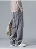 Calça de veludo cotelê transfronteiriça para primavera e outono, calça de marca masculina da moda estilo americano, calça larga de perna reta solta para casal, calça casual da moda