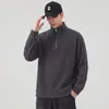 2026 Nueva Sudadera con Media Cremallera para Hombre Estilo Americano Peso Pesado Color Sólido Cuello Alto Chaqueta Casual Holgada Versátil Chaqueta de Algodón