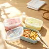 Lonchera para bebé de tres compartimentos de plástico con cierre a presión lonchera infantil recipiente para salsa lonchera bento