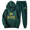 Sudaderas con Capucha Estampadas de Marca de Tendencia Otoñal Europea y Americana para Hombres y Mujeres, Conjuntos Deportivos Casuales y Pantalones de Chándal de Dos Piezas para Parejas