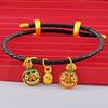 Colgante de bestia dorada francesa antigua con explosiones, gota azul ardiente, aceite, chupando dinero, familia de tres, pulsera, collar y accesorios DIY.
