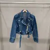 Chaqueta de Mezclilla con Cremallera Larga de Manga Larga Diseño Retro Otoño 2026 Transfronteriza para Mujer, Top Corto Holgado, Chaqueta Biker