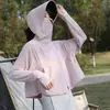 Camisa Protectora del Sol Delgada de Seda de Hielo Verano 2026 al por Mayor para Mujer con Visera de Vinilo Negra, Protección UV UPF50+