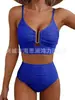 Nuevo Estilo Ruso Europeo y Americano Comercio Exterior Transfronterizo Amazon Tela Especial Bikini Dividido Traje de Baño de Cintura Alta para Mujeres