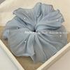 Accesorio para el cabello elegante de alta gama con lazo scrunchie de ala ancha con pliegues y perlas de estilo coreano 2025 Nueva liga para el cabello
