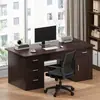 Escritorio de oficina, escritorio ejecutivo, diseño simple y moderno, con cerradura, juego de escritorio y silla de oficina, estación de trabajo con múltiples cajones