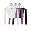 Camiseta Básica Puramente Atractiva de Hombros Descubiertos con Bloques de Color para Mujer, Verano 2026, Top Sexy de Manga Larga con Cuello Halter Off-Shoulder
