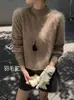 Suéter Hongmi Apparel/ Nuevo Otoño-Invierno de Mezcla Lana-Cachemira con Cuello Alto y Mangas Largas, Sensación Suave de Felpa