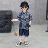 Terno Jeans Masculino Verão 2025 Novo Fresco e Bonito Camisa de Verão Infantil Menino Bebê Roupas Finas de Manga Curta