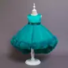 Nuevo Vestido para Niña Vestido de Princesa Malla Flor Volantes Vestido Chaleco Cola Vestido para Actuación de Piano