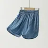 Pantalones de niño estilo nuevo de verano, shorts de niña, imitación de jeans de Tencel para niños mayores, pantalones de cinco puntos para uso al aire libre, ropa de verano para niños