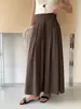 Saia Jianhe 2026 Nova Coleção Primavera Cintura Alta Design Plissado Linho Tencel Elegante Barra Larga 59235