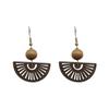 Nuevos Pendientes de Abanico de Madera Retro Estilo Chinoiserie para Mujer, Pendientes de Madera Tallada Zen Estilo Nacional Diseño de Nicho Pendientes Personalizados