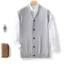 Colete Suéter Masculino Cor Sólida Gola V Tricô Sem Mangas Pulôver para Primavera e Outono Suéter Masculino Transfronteiriço