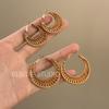 Aretes de Vacaciones en la Playa junto al Mar de Sicilia para Mujer, Pinzas para Oreja Espirales de Ratán Hechas a Mano Estilo de Alta Gama Sin Perforación