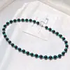 Set de Collar y Pulsera de Ágata Negra Natural de Alta Calidad con Diseño Imitación Turquesa
