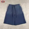 BE Ropa de Hombre Otoño/Invierno Calle Americana Retro Lavado Marca de Moda Pierna Recta Peso Pesado Más Terciopelo Pintura en Spray Bermudas Seis Puntos Hombre
