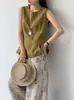 Laranja Zhi Verão Novo Estilo Coreano Temperamento Emagrecedor Cor Sólida Sem Mangas Top Design Retrô Top Feminino 6923