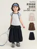 Pantalones casuales para niña Wulibu, conjunto de dos piezas de falda-pantalón de verano con una falda transpirable, pantalones versátiles integrados de longitud 7/8