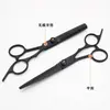 Kit Iniciante de Tesouras de Corte de Cabelo Tipo Split de 6 Polegadas Totalmente Pretas e Tesouras Desbastadoras para Cabeleireiro Doméstico, Aparar Cabelo e Franja