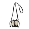 Mini Bolso de Niña Estilo Europeo y Americano, Cuadros de Mezclilla, Cierre de Cordón, Tipo Cubo, Pequeño Bolso Dumpling, Bolso Cruzado de Hombro para Mujer