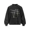 Sudadera con capucha de cuello redondo y estampado de letras estilo americano, lavada, para hombre, corte holgado, estilo primavera y otoño, teñido anudado, desgastada, tendencia callejera