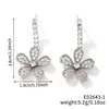 Nuevos Pendientes de Flor de Cinco Pétalos Micro-Embebidos Versátiles de Celebridad de Internet, Pendientes Exquisitos, Dulces, de Moda y de Alta Gama con Circonita para Mujer