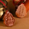 Colar do Deus Guardião de Madeira de Pessegueiro, Pingente de Buda do Ano de Nascimento dos Doze Signos do Zodíaco, Corrente de Suéter das Oito Divindades Guardiãs, Colar do Bodhisattva do Ano de Nascimento