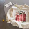 Camiseta 100% algodão para crianças, design de desenho animado, camada base para primavera e outono, nova blusa de bebê, manga longa estampada para meninas, estilosa