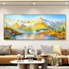 Pintura de paisagem sala de estar de costas para montanha 2025 pote de tesouro parede oeste quadro pintura moderna pendurada sofá fundo de parede montanha dourada novo