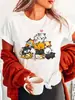 Camiseta con Estampado de Gatos y Cuello Marinero, Manga Corta Casual para Mujer, Estilo Harajuku, Ropa Estética Casual, Primavera/Verano